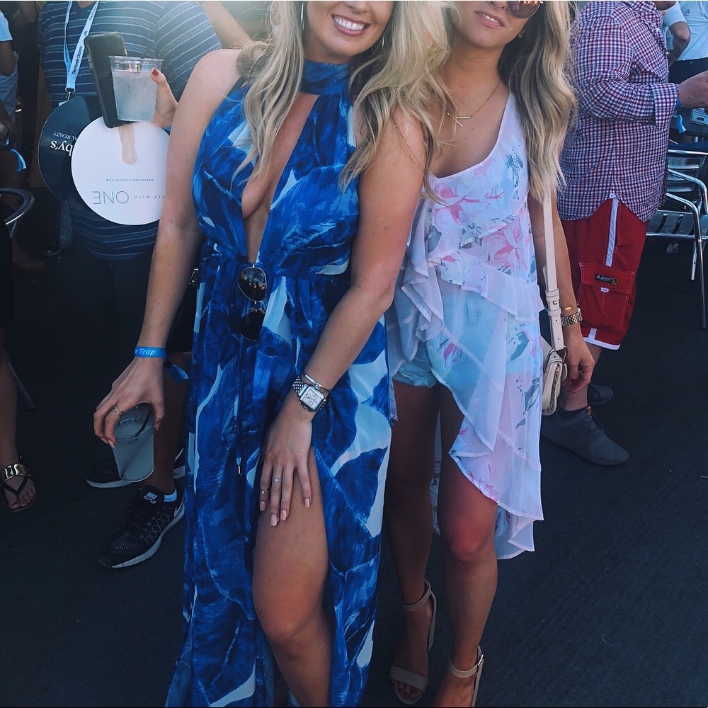 Blue Tropical/Floral pattern Maxi